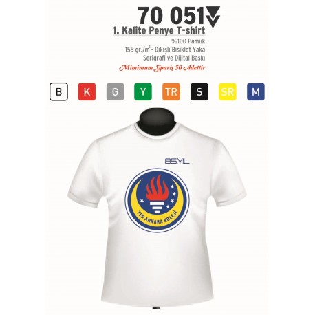 1.Kalite %100 Pamuk Sıfır Yaka T-Shirt